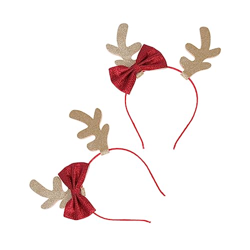 CRILSTYLEO 2er Set Weihnachtsgeweih Stirnband Mit Glitzer Bowknot Festlicher Kopfschmuck Für Kinder Und Partys Ideales Accessoire Für Weihnachten Und Festliche Anlässe von CRILSTYLEO