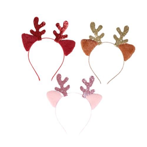 CRILSTYLEO 3 Stück Weihnachtskopfschmuck Mit Geweih Und Haarglocke Verzierte Stirnbänder Rot Und Rosa Cosplay Kopfbedeckung Für Kinder Und Erwachsene Ideal Für Weihnachtsfeiern von CRILSTYLEO