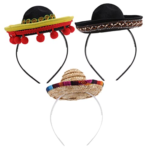 CRILSTYLEO 3st Kleines Hutstirnband Ausgefallene Hüte Haarreifen Mini-haarbänder Haarschmuck Für Frauen Stirnbänder Für Damen Make-up-haarband Mini-sombrero-partyhut Damenhaar Gefühlt von CRILSTYLEO