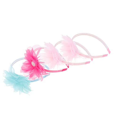 CRILSTYLEO 4 Stück Stirnband Perlendekor Stirnband für Kinder Stirnband mit Kunstblume Blumenstirnband aus Spitze Haarband für Kinder Foto-Requisite entzückender Haarschmuck Chiffon von CRILSTYLEO