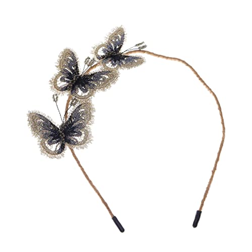 CRILSTYLEO Schmetterlings stickerei Stirnband Kinderkleidung Haarschmuck für Damen Vintage-Dekor haircharm haaraccessoires Haarschmuck für die Party Schmetterlinge Haarband Kupferdraht Brown von CRILSTYLEO