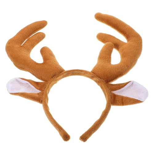 CRILSTYLEO Weihnachtsgeweih Stirnband Rentier Stirnband Hirsch Plüschohren Geweih Kostüm Haarreifen Für Weihnachtsfeier Cosplay Zubehör von CRILSTYLEO