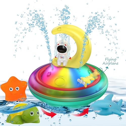CRIOLPO Badewannenspielzeug, Wasserspielzeug mit Licht Badespielzeug ab 1 2 3 Jahre (Mond Kit) von CRIOLPO