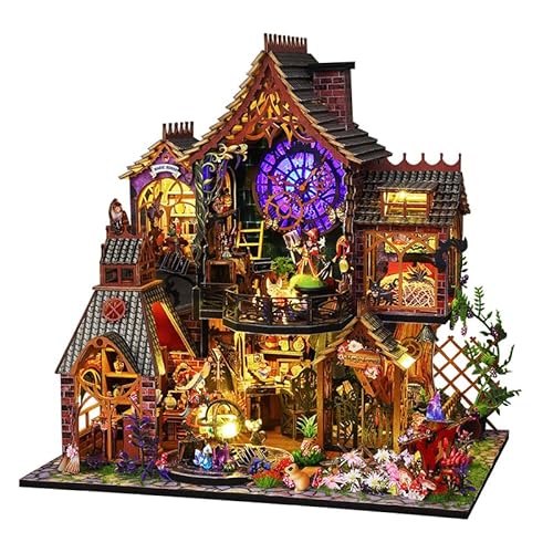 CRIOLPO DIY-Tinyaturhaus-MöBel-Set, 3D-Puzzle-Puppenhaus Mit MöBeln, DIY-Tinyaturhaus-Bausatz FüR Erwachsene, Magisches Holz-Puppenhaus-Set, Tiny-House-Modell FüR Kreative Bastler - Magischer Wald von CRIOLPO