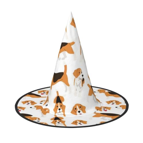 CRJSYCBYB Beagle-Hund bedruckt Halloween Hut Hexenhut Halloween Spitzhut von CRJSYCBYB