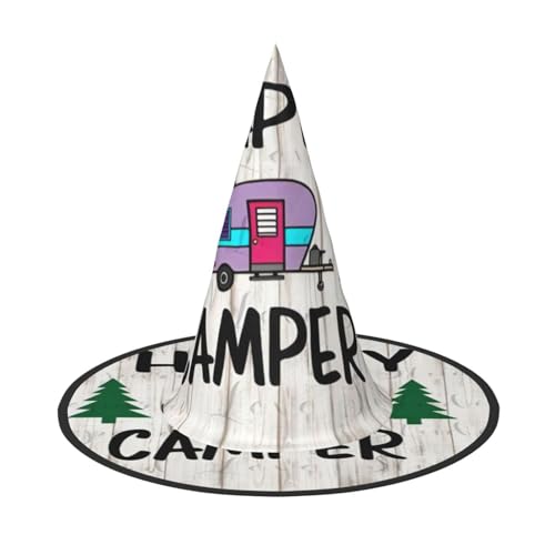 CRJSYCBYB Happy Camper bedruckter Halloween-Hut Hexenhut Halloween Spitzhut von CRJSYCBYB