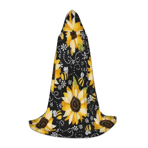 CRJSYCBYB Kapuzenumhang mit Sonnenblumen-Bienen-Motiv, für Teenager, Unisex, Kapuzenumhang von CRJSYCBYB