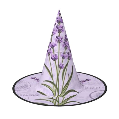 CRJSYCBYB Lavendel-Stempel, bedruckt, Halloween-Hut, Hexenhut, spitzer Hut von CRJSYCBYB