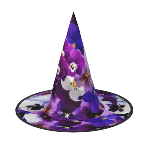 CRJSYCBYB Lila Blume gedruckt Halloween Hut Hexenhut Halloween Spitzhut von CRJSYCBYB