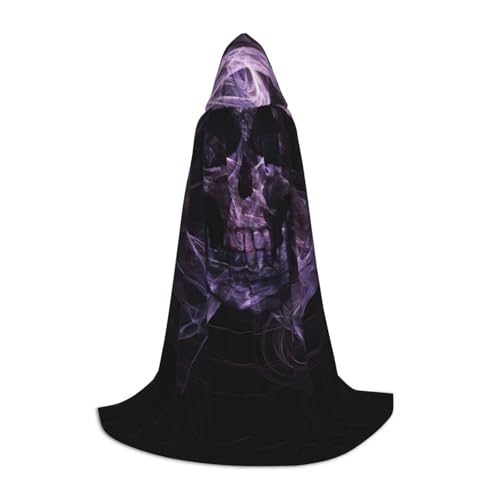 CRJSYCBYB Lila Totenkopf bedruckter Kapuzenumhang für Jugendliche Unisex Kapuzenumhang Umhang Robe von CRJSYCBYB