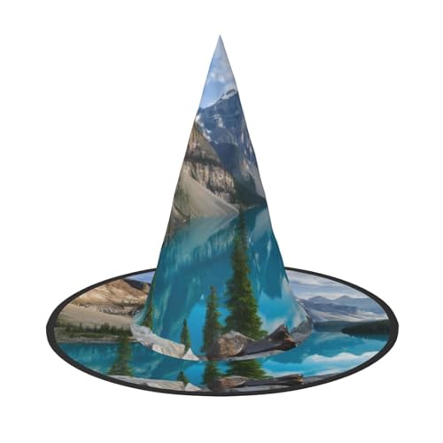 CRJSYCBYB Rocky Mountains bedruckter Halloween-Hut Hexenhut Halloween Spitzhut von CRJSYCBYB