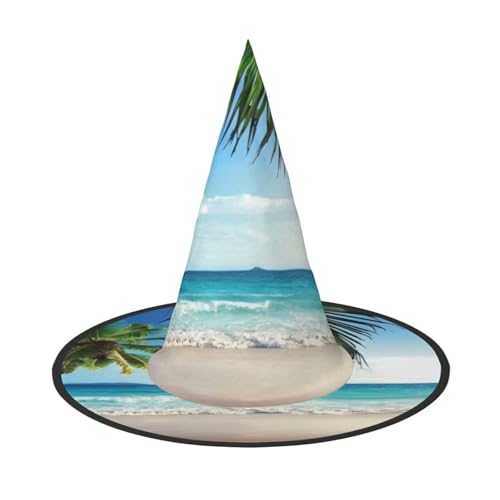 CRJSYCBYB Tropische Palme Hawaii Strand gedruckt Halloween Hut Hexenhut Halloween Spitzhut von CRJSYCBYB