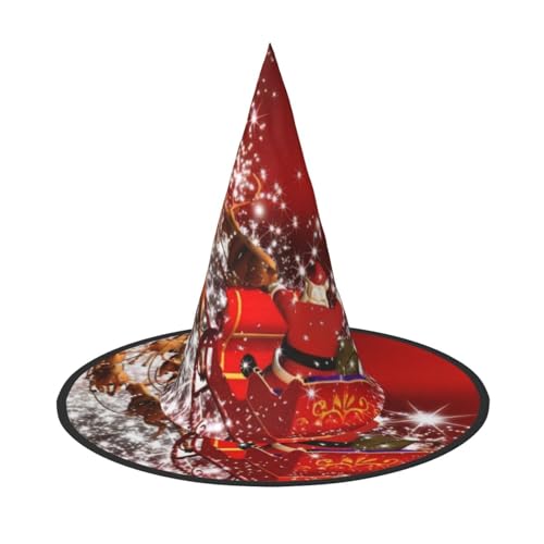 CRJSYCBYB Weihnachtsmagie bedruckter Halloween-Hut Hexenhut Halloween Spitzhut von CRJSYCBYB