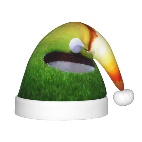 CRJSYCBYB Weihnachtsmütze für Kinder, Motiv: Golfball, Sonnenuntergang, Baum, glitzernd, leuchtende Weihnachtsmütze von CRJSYCBYB