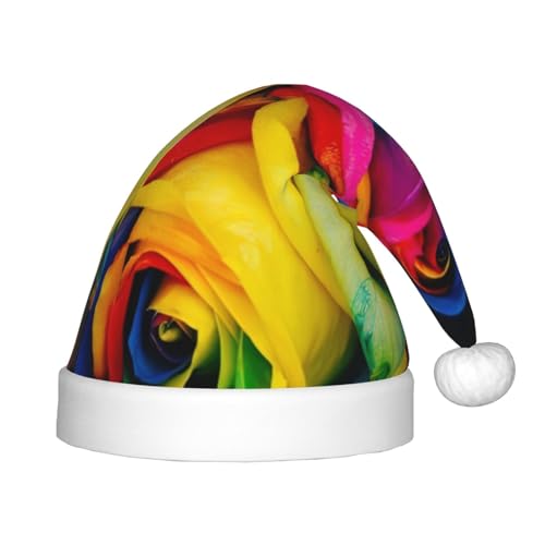 CRJSYCBYB Weihnachtsmütze mit Regenbogen-Rose für Kinder, Glitzer-Hut, leuchtende Weihnachtsmütze von CRJSYCBYB