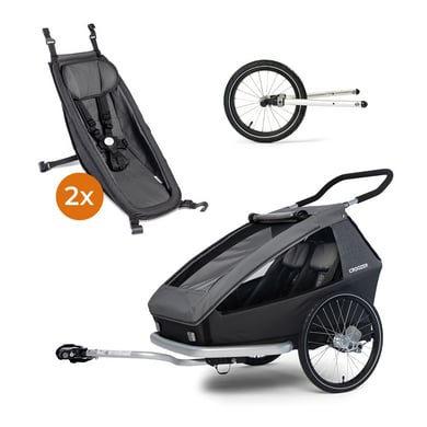 CROOZER Kinderfahrradanhänger Kid Keeke 2 Mountain Grey inkl. Jogger-Set und zwei Babysitzen von CROOZER