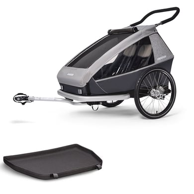 CROOZER Kinderfahrradanhänger Kid Keeke 2 Stone grey inklusive Fußraumschutzwanne von CROOZER