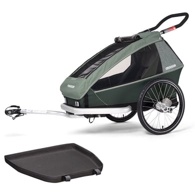 CROOZER Kinderfahrradanhänger Kid Vaaya 1 Jungle green inklusive Fußraumschutzwanne von CROOZER