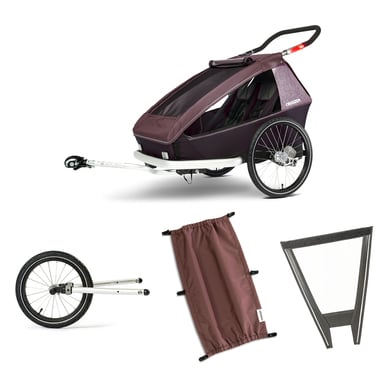 CROOZER Kinderfahrradanhänger Kid Vaaya 1 inklusive Sonnenschutz Blossom Red und Belüftungseinsatz Jogger-Set von CROOZER