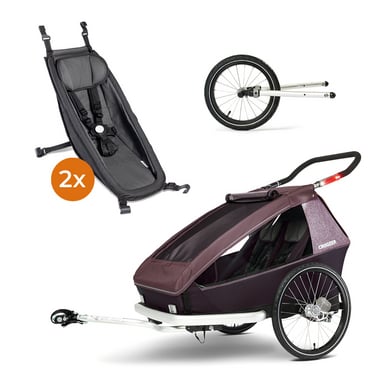 CROOZER Kinderfahrradanhänger Kid Vaaya 2 Blossom Red inklusive Jogger-Set und zwei Babysitzen von CROOZER