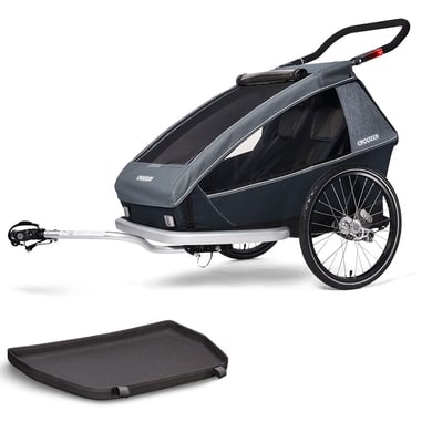 CROOZER Kinderfahrradanhänger Kid Vaaya 2 Graphite blue inklusive Fußraumschutzwanne von CROOZER