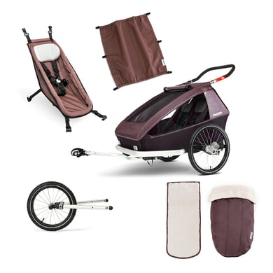 CROOZER Kinderfahrradanhänger Kid Vaaya 2 inklusive Babysitz Sonnenschutz Blossom Red und Jogger-Set von CROOZER