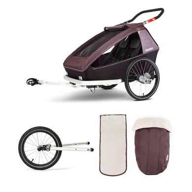 CROOZER Kinderfahrradanhänger Kid Vaaya 2 inklusive Winter-Set Blossom Red und Jogger-Set von CROOZER