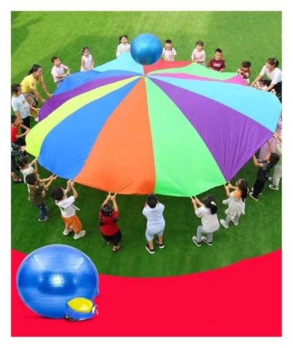 Spielfallschirm Indoor-Spielfallschirm, Outdoor-Teamspielfallschirm, Trampolin mit Griff for Outdoor-Spielplätze, Wiederverwendbare Möbelabdeckung,(5meters) von CROWEL