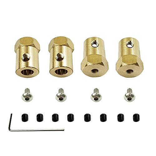 4 stücke Gummi Drift Reifen Upgrade Radnaben Gummi Weiche Reifen for WPL D12 D42 RC Auto Ersatzteile Zubehör Kinder Spielzeug (Color : Brass Adapter) von CRUMPS