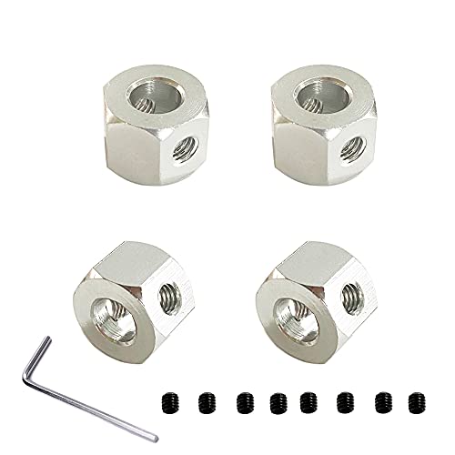 4 stücke Gummi Drift Reifen Upgrade Radnaben Gummi Weiche Reifen for WPL D12 D42 RC Auto Ersatzteile Zubehör Kinder Spielzeug (Color : Silver 12mm Adapter) von CRUMPS