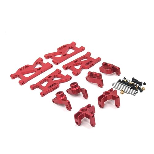 CRUMPS Metall-Upgrade-Schwingen-Lenkbecher, 5er-Set for WLtoys 144010 144001 144002 124016 124017 124018 124019 RC-Autoteile(Red Five Piece Set) von CRUMPS