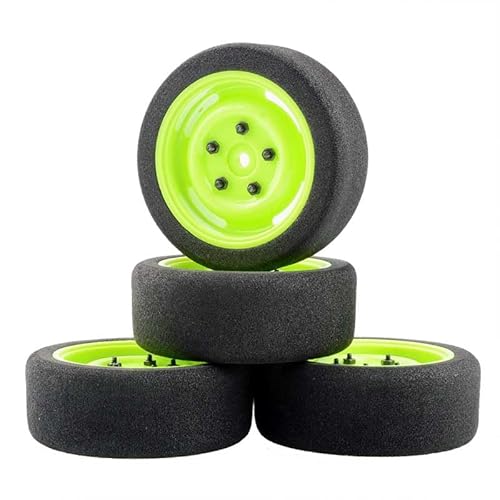 CRUMPS Wltoys 144001 124019 124017 A959 Teile 4 stücke On Road Schaum Reifen 68MM Rad Fit 12MM Hex for 1/16 1/14 1/12 Remote Control Autos(Green) von CRUMPS