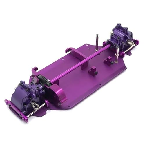 Upgrade Metallbodenplatte Getriebe Differential Center Drive Paket for WLtoys 1/14 144010 144001 144002 RC Autoteile(Purple) von CRUMPS