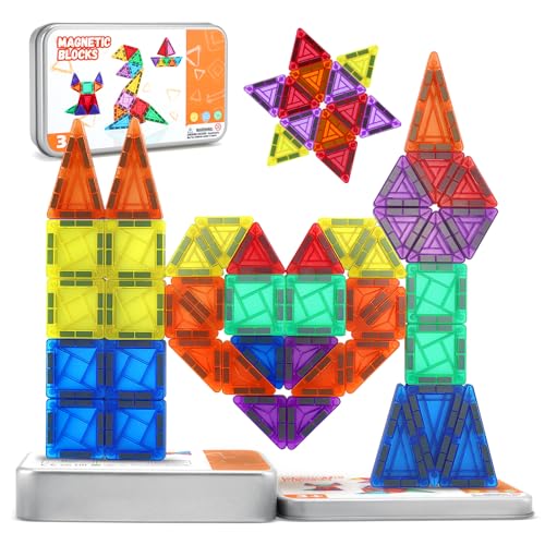 Magnetische Bausteine für Kinder, 42-Teilige Magnetische Bausteine Reisespielzeug mit Metallbox, MINI Magnet Fliesen Bauspielzeug STEM Montessori Magnetische Spielzeug für Alter 3 + Jungen Mädchen Magnetische Bausteine für Kinder, 42-Teilige Magnetische Bausteine Reisespielzeug mit Metallbox, MINI Magnet Fliesen Bauspielzeug STEM Montessori Magnetische Spielzeug für Alter 3 + Jungen Mädchen von CS COSDDI