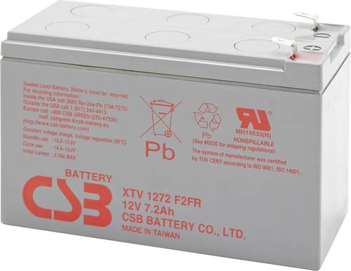 CSB Battery XTV1272 XTV1272 Bleiakku 12V 7.2Ah Blei-Vlies (AGM) (B x H x T) 151 x 99 x 65mm Flachste von CSB Battery