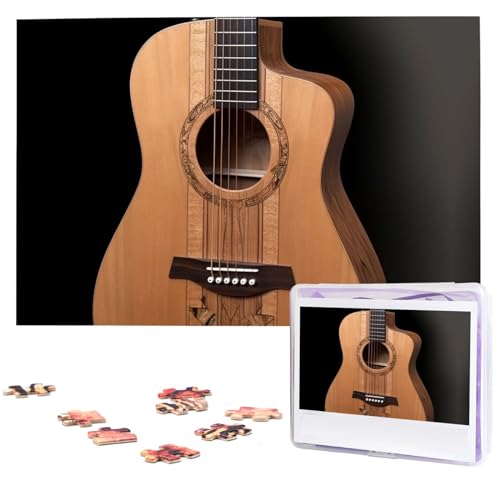 1000-teiliges Puzzle für Erwachsene und Familien, herausforderndes Puzzle für Spieleabende, Holzgitarrenbilder, personalisierbar, Holzpuzzleteile, 74,9 x 50 cm von CSGJMYGS