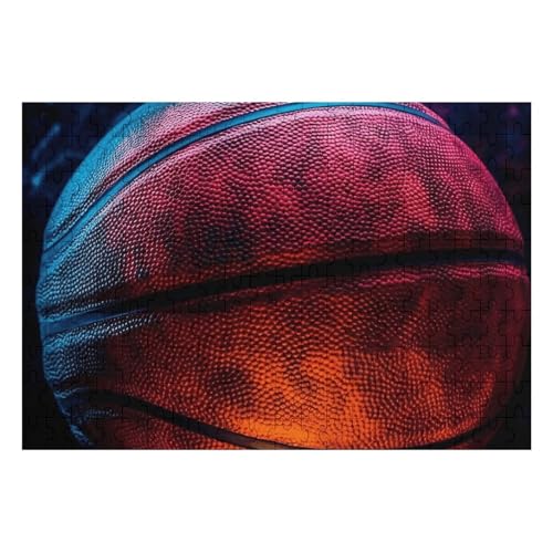 200-teiliges Puzzle für Erwachsene und Familien, herausforderndes Puzzle für Spielabende, Basketball, Sport, personalisierbar, Holzpuzzleteile, 35 x 24 cm, Bilderpuzzle von CSGJMYGS