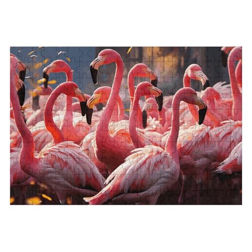 200-teiliges Puzzle für Erwachsene und Familien, herausforderndes Puzzle für Spieleabende, Flamingos, Partys, personalisierte Holzpuzzleteile, 35 x 24 cm, Bilderpuzzle von CSGJMYGS