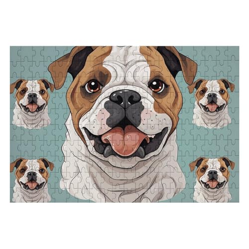 200-teiliges Puzzle für Erwachsene und Familien, herausforderndes Puzzle für Spieleabende, lustige englische Bulldogge, personalisierbar, Holzpuzzleteile, 35 x 24 cm, Bilderpuzzle von CSGJMYGS