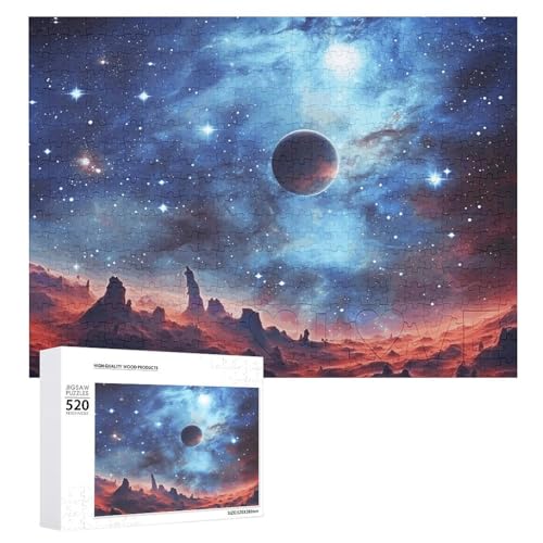 520-teiliges Puzzle für Erwachsene und Familien, herausforderndes Puzzle für Spielabende, Galaxie, Weltraum, personalisierbar, Holzpuzzleteile, 50,5 x 38,1 cm von CSGJMYGS