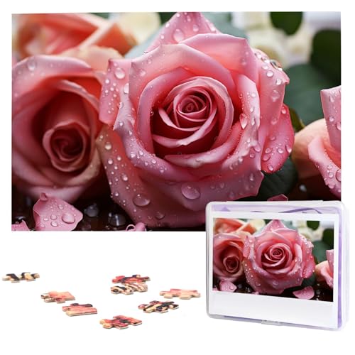 Holzpuzzle Liebe Rose Blütenblatt Puzzle 1000 Teile für Erwachsene Personalisiertes Bilderpuzzle Fotopuzzle für Erwachsene Familie Hochzeit Abschlussfeier Puzzles Geschenke von CSGJMYGS