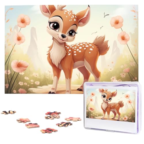 Holzpuzzle Lovely Deer Jigsaw Puzzles 1000 Teile für Erwachsene Personalisiertes Bilderpuzzle Fotopuzzle für Erwachsene Familie Hochzeit Abschlussfeier Puzzles Geschenke von CSGJMYGS