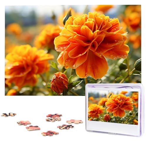 Holzpuzzle Ringelblume Blume Herbst Blumen Puzzle 1000 Teile für Erwachsene Personalisiertes Bilderpuzzle Fotopuzzle für Erwachsene Familie Hochzeit Abschlussfeier Puzzles Geschenke von CSGJMYGS