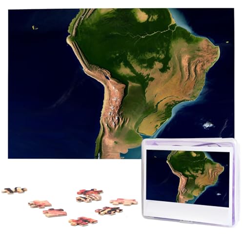 Holzpuzzle Südamerika Satellitenbild Puzzle 1000 Teile für Erwachsene Personalisiertes Bilderpuzzle Fotopuzzle für Erwachsene Familie Hochzeit Abschlussfeier Puzzles Geschenke von CSGJMYGS