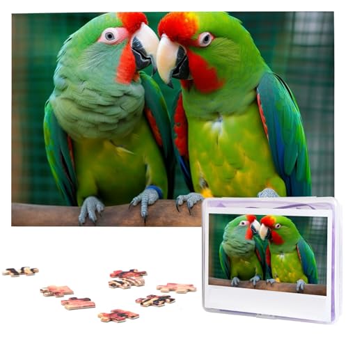 Holzpuzzle Zwei Papageien lieben sich gegenseitig Puzzle 1000 Teile für Erwachsene Personalisiertes Bilderpuzzle Fotopuzzle für Erwachsene Familie Hochzeit Abschlussfeier Puzzles Geschenke von CSGJMYGS