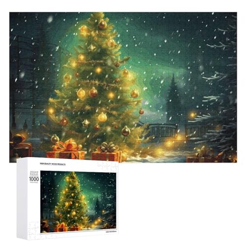 Puzzle für Erwachsene, herausforderndes Puzzle für Spielabende, Weihnachtsbäume, personalisierbar, Holzpuzzleteile für Familiendekoration, 1000 Teile von CSGJMYGS