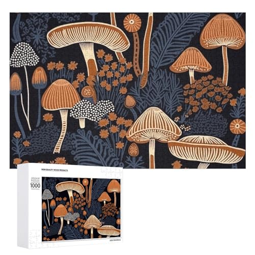 Puzzle für Erwachsene, herausforderndes Puzzle für Spielabende, schwarzer Pilz, personalisierbar, Holzpuzzleteile für Familiendekoration, 1000 Teile von CSGJMYGS