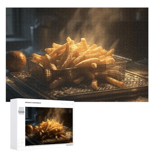 Puzzle für Erwachsene, herausforderndes Puzzle für Spieleabende, Pommes Frites, personalisierbar, Holzpuzzleteile für Familien-Heimdekoration, 1000 Teile von CSGJMYGS