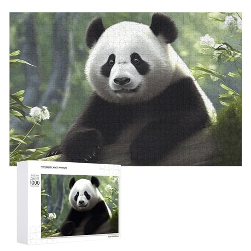 Puzzle für Erwachsene, herausforderndes Puzzle für Spieleabende, schönes Panda-Puzzle, personalisierbar, Holzpuzzleteile für Familien-Heimdekoration, 1000 Teile von CSGJMYGS