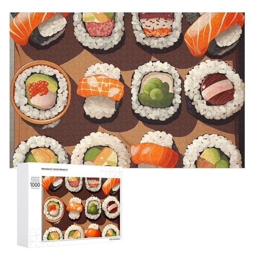 Puzzle für Erwachsene, herausforderndes Puzzle für Spieleabende, viele Sushi-Essens-Puzzle, personalisierbar, Holzpuzzleteile für Familien-Heimdekoration, 1000 Teile von CSGJMYGS